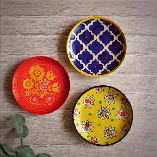 Colourful Wall Plate Set of 3 | Home Decor & House-warming Gift